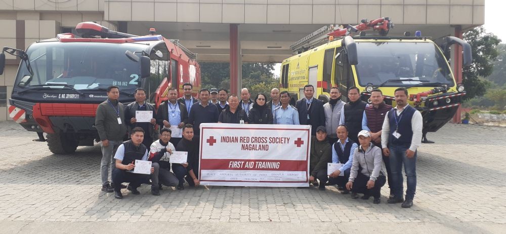 Indian Red Cross Society (IRCS) Nagaland State Branch completed a three-day first aid training programme for the fire station personnel of the Airports Authority of India at Dimapur Airport.